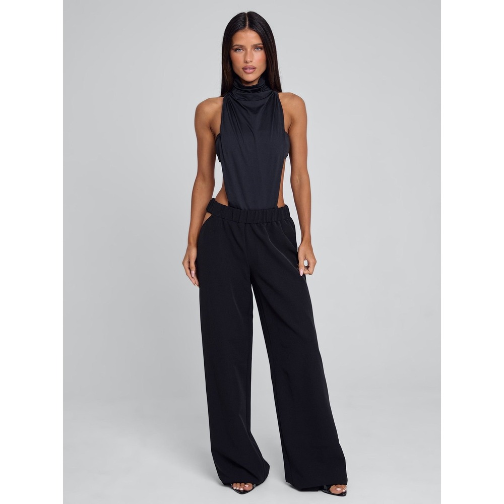 Outcast Saula Pant Black Wide Leg Cutout Buckle Trousers OC7022 XS NEW